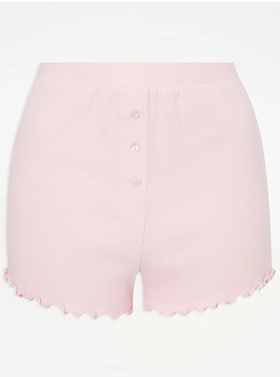 "George at Asda Women's Pink Ribbed Pyjama Shorts | Comfortable Sleepwear & Loungewear"