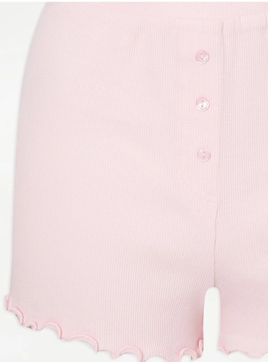 "George at Asda Women's Pink Ribbed Pyjama Shorts | Comfortable Sleepwear & Loungewear"