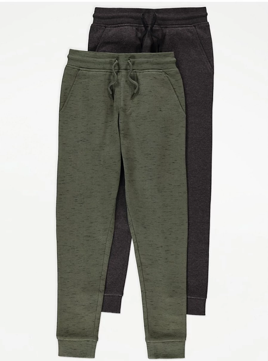 George at Asda Boys' Marl Joggers 2-Pack - Comfortable Kids' Trousers for Active Play