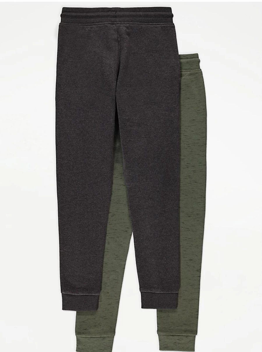 George at Asda Boys' Marl Joggers 2-Pack - Comfortable Kids' Trousers for Active Play
