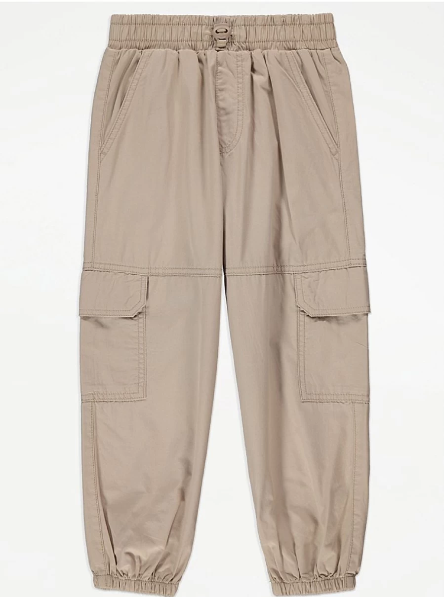"George at Asda Kids' Stone Cargo Parachute Pants: Durable & Stylish Trousers for Children"
