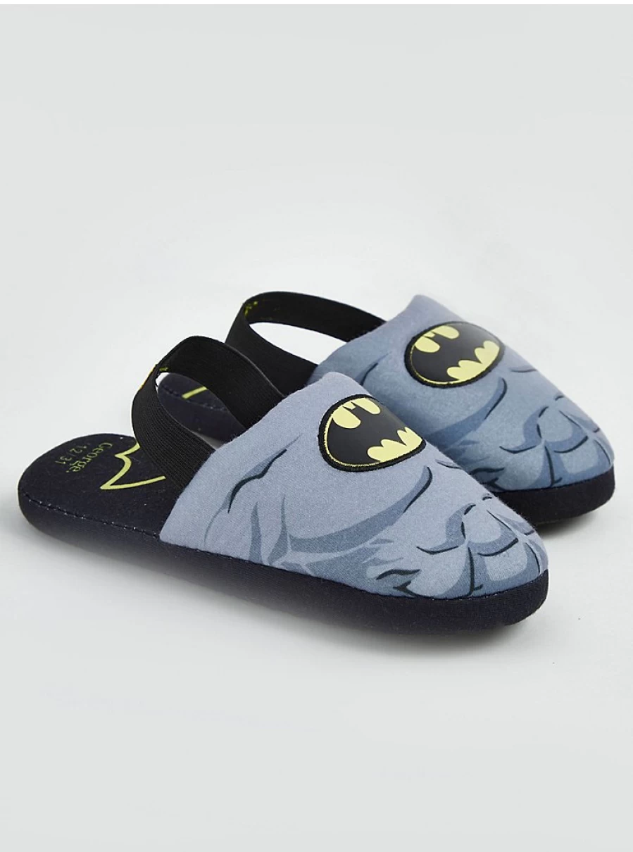 George at Asda Boys' Batman Grey Mule Slippers | DC Comics Kids House Shoes