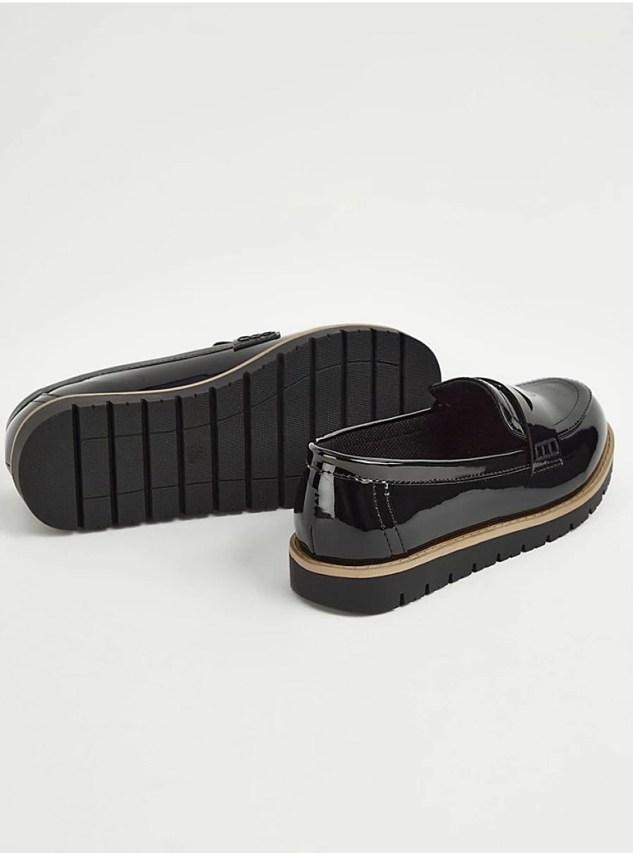 "George at Asda Black Penny Loafers with Wedge Heel – Comfortable School Shoes Review"