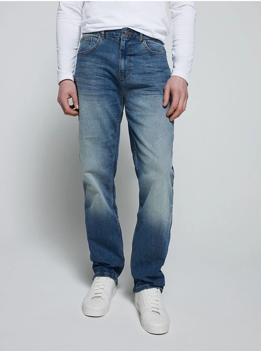 Men's Mid Blue Stretch Loose Fit Jeans | Comfort & Style | George at Asda