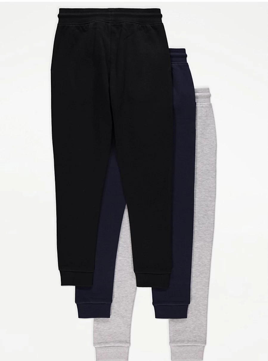 "George at Asda Boys' Plain Joggers 3-Pack - Comfortable Kids' Trousers"