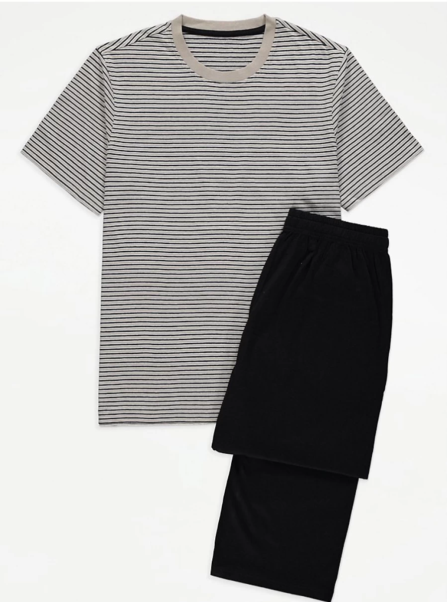 Men's Striped Short Sleeve Jersey Pyjamas | George at Asda Sleepwear