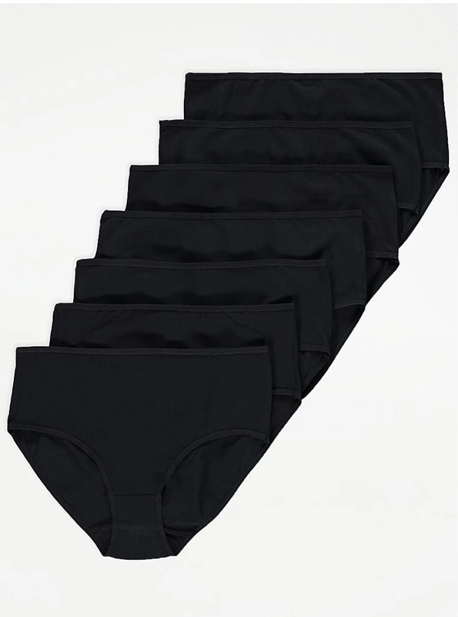 "George at Asda Black Midi Knickers 7-Pack | Comfortable Lingerie Set | Women's Underwear Multipack"