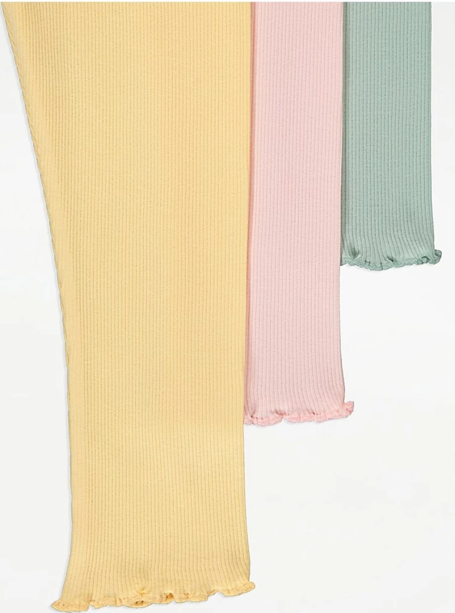 "George at Asda Kids' Pastel Ribbed Leggings 3-Pack | Soft Comfort Stretch Pants"