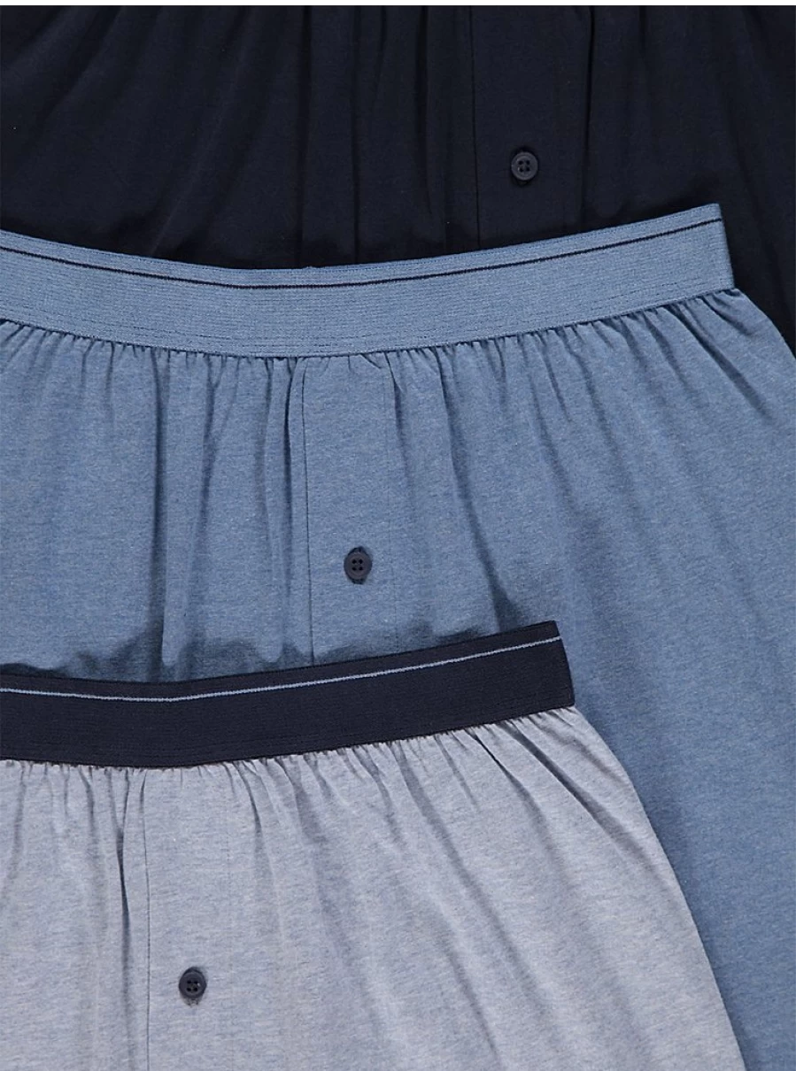 "George at Asda Men's Blue Loose Fit Boxer Shorts 3-Pack | Comfortable Cotton Underwear"