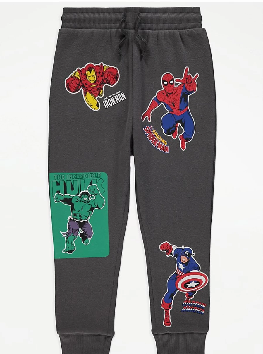 George at Asda Boys' Marvel Superhero Grey Joggers | Kids' Comfortable Sweatpants