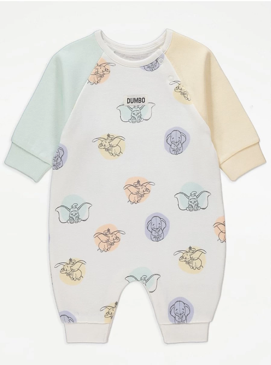 Disney Dumbo Baby Boys Raglan Sleeve All In One by George at Asda