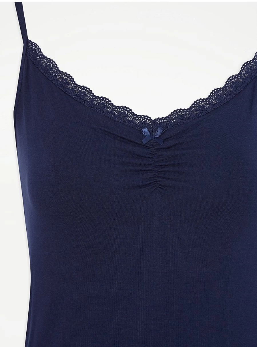 Navy Lace Trim Cami Pyjama Top - Women's Sleepwear by George at Asda