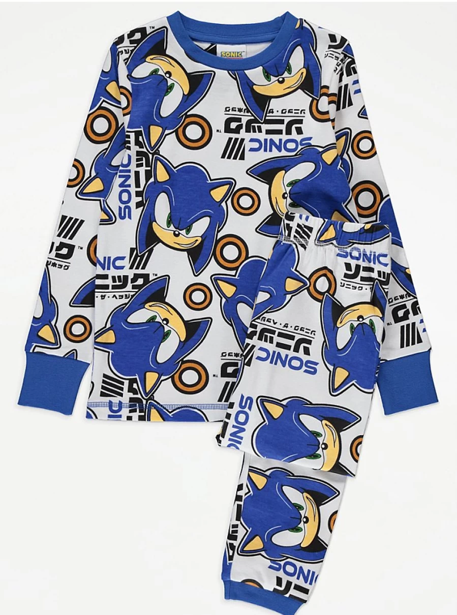 Boys' Sonic The Hedgehog Long Sleeve Pyjamas | George at Asda Kids Pajamas