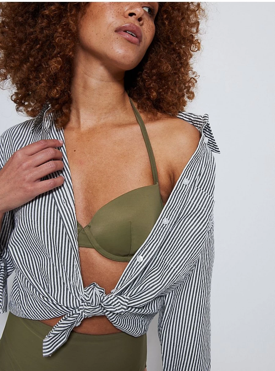 Women's Khaki Halter Neck Bikini Top | George at Asda | Comfortable & Stylish Swimwear