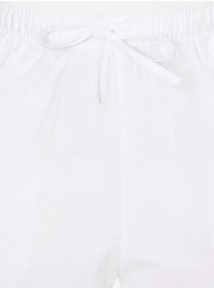 "George at Asda Women's White Embroidered Hem Woven Pyjama Pants | Comfortable Sleepwear & Loungewear"