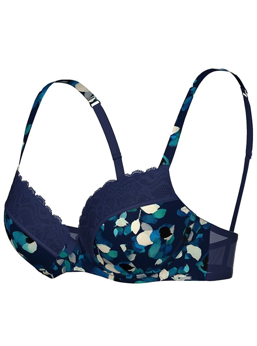 "George at Asda Women's Entice Blue Satin Floral T-Shirt Bra – Comfortable Lingerie Review"