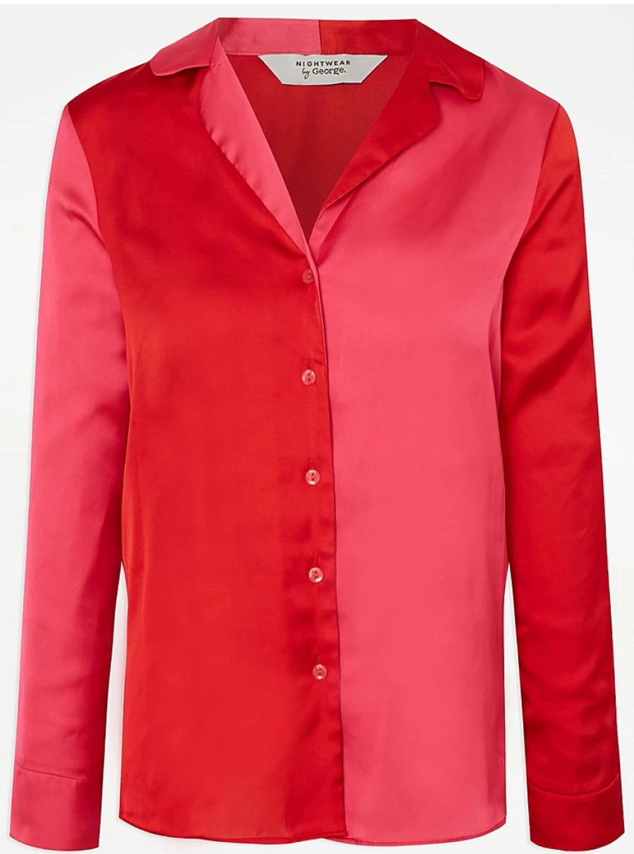 Red Satin Long Sleeve Pyjama Set - Women's Sleepwear by George at Asda