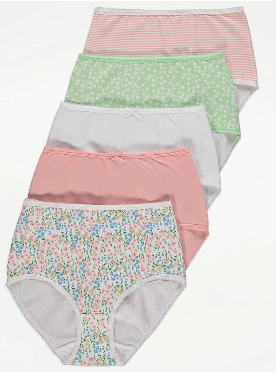 "George at Asda Women's Spring Floral 5-Pack Cotton Briefs | Comfortable Lingerie Underwear"