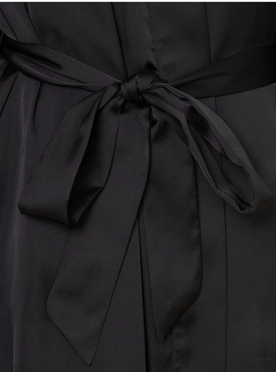 Black Satin Lace Trim Dressing Gown by George at Asda | Women's Lingerie Robe Review
