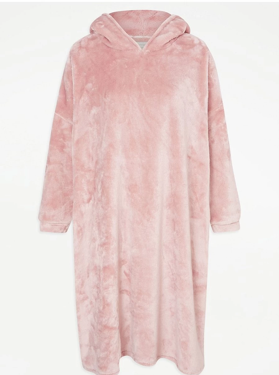 Cozy Pink Plush Fleece Snuggle Hoodie by George at Asda - Soft Loungewear & Sleepwear Review