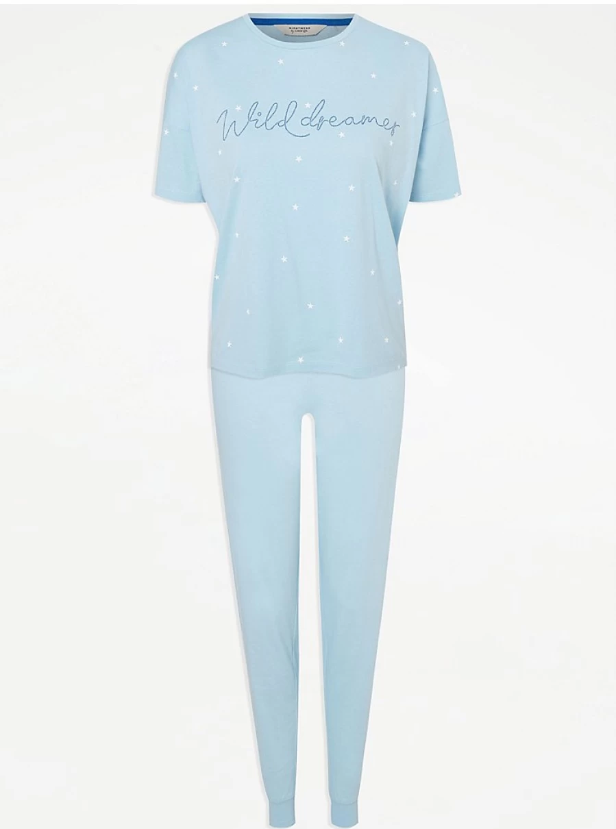 "George at Asda Blue Star Wild Dreamer Short Sleeve Pajamas for Women | Comfortable Sleepwear & Lingerie"