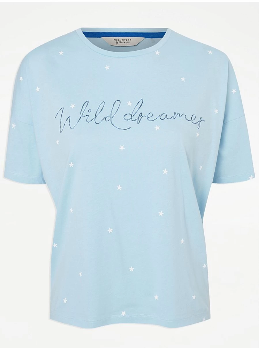 "George at Asda Blue Star Wild Dreamer Short Sleeve Pajamas for Women | Comfortable Sleepwear & Lingerie"