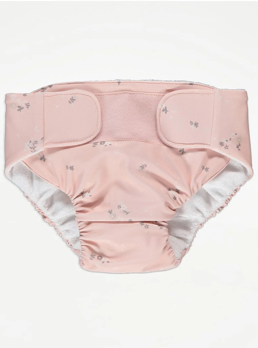 "George at Asda Pink Flower Swim Diaper for Babies – Waterproof & Reusable"