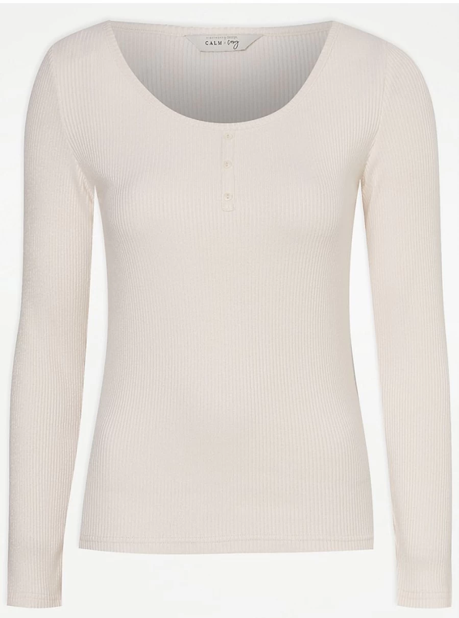 "George at Asda Cream Ribbed Brushed Knit Pyjama Top - Women's Lingerie & Sleepwear Review"
