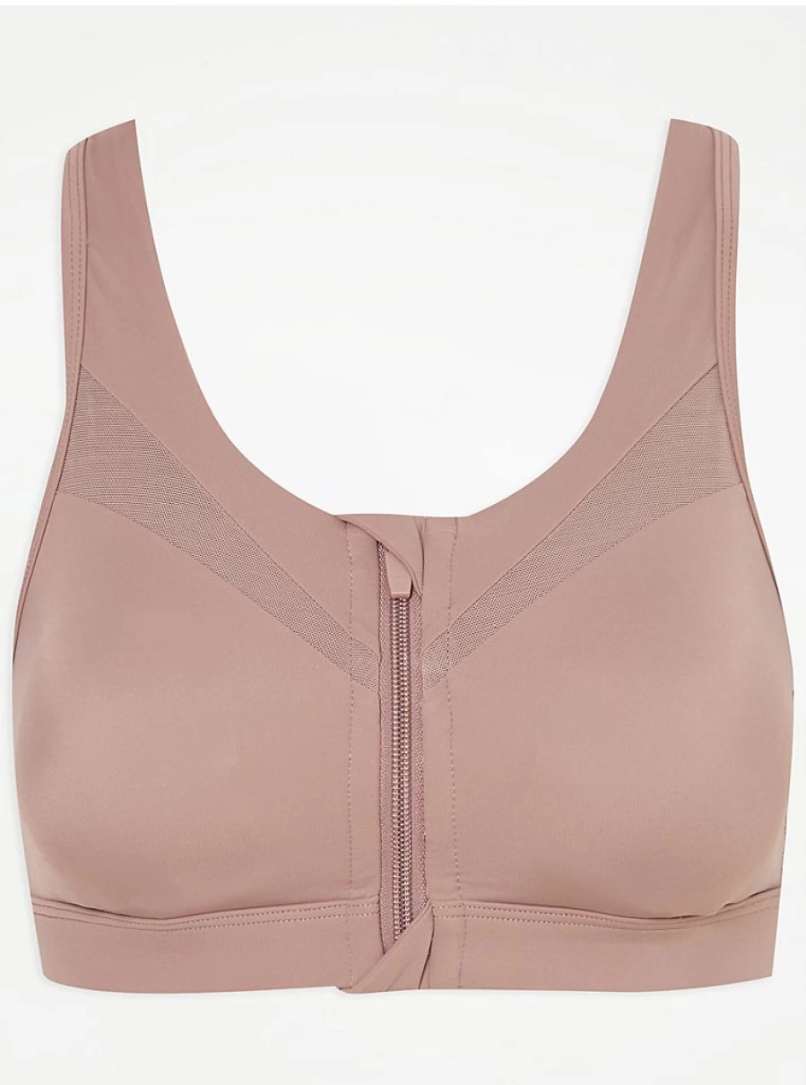 "George at Asda Women's Mocha Zip Up Sports Bra Review | Comfort & Support Activewear"