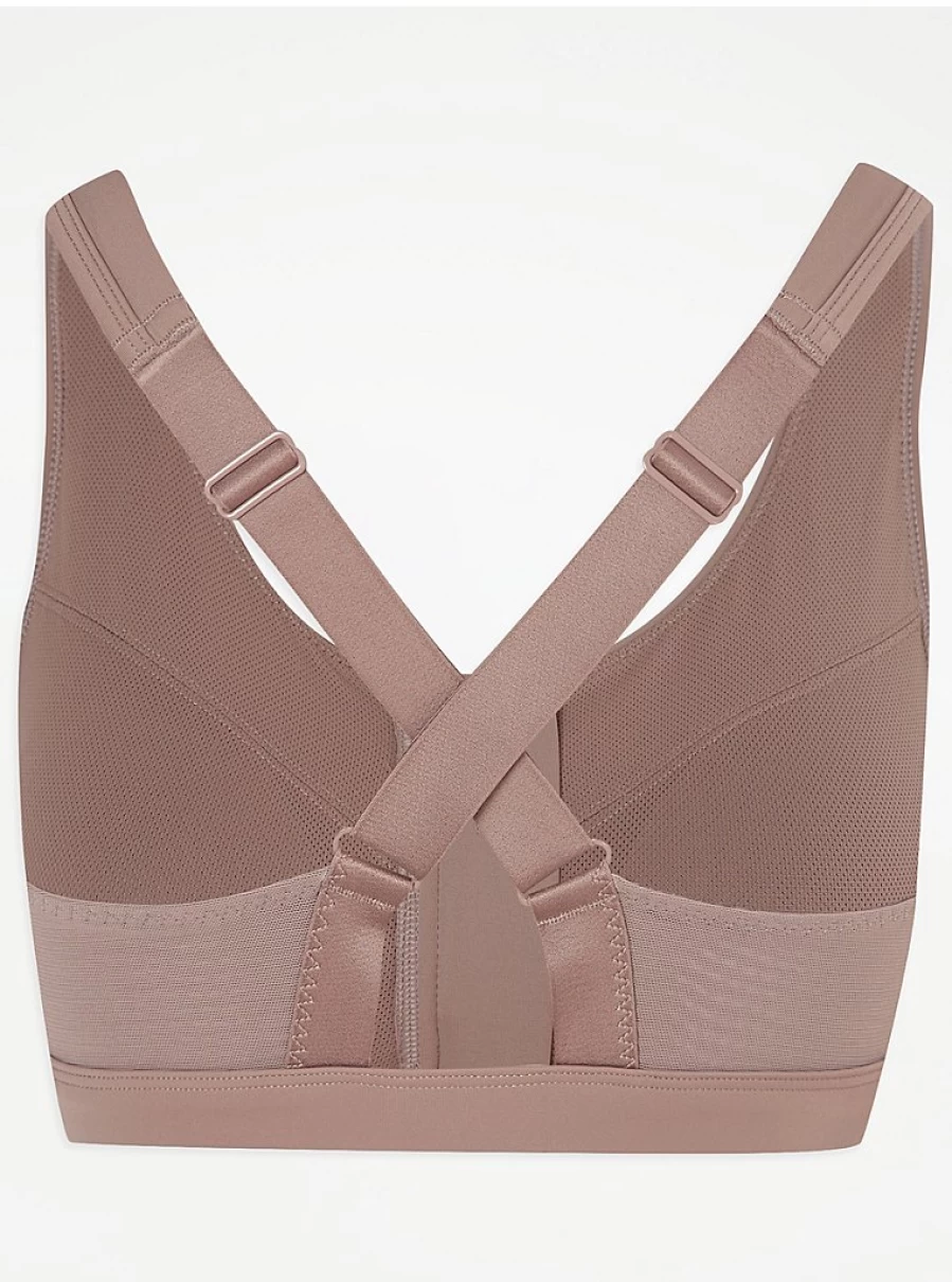 "George at Asda Women's Mocha Zip Up Sports Bra Review | Comfort & Support Activewear"