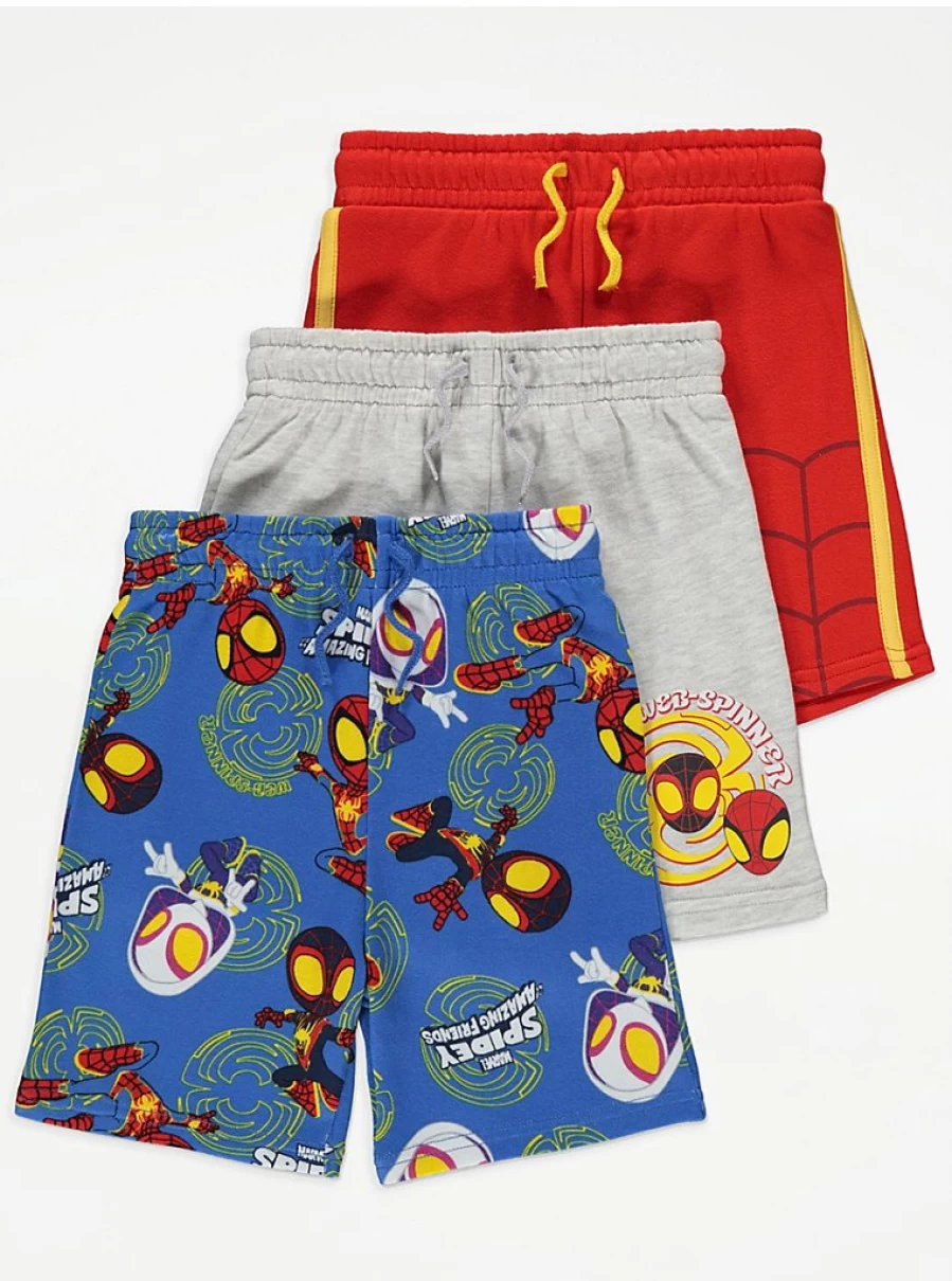 "Spider-Man Kids' Shorts 3-Pack | Boys' Marvel Spidey & Friends Jersey Set | George at Asda"