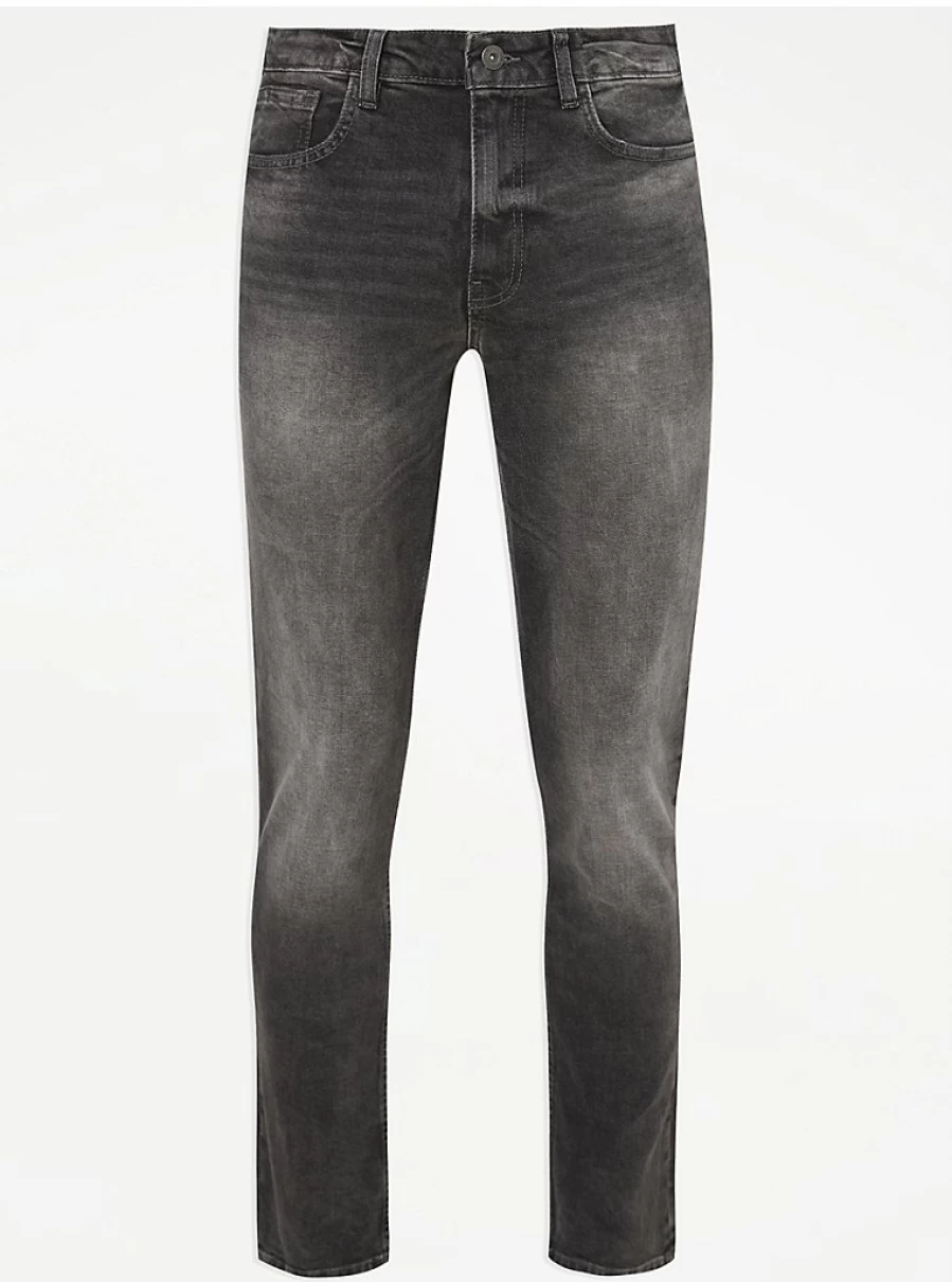 Men's Dark Grey Straight Fit Jeans | George at Asda | Comfort & Style