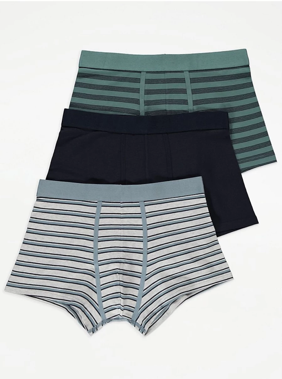 George at Asda Men's Striped Hipster Trunks 3-Pack - Comfort & Style Multipack
