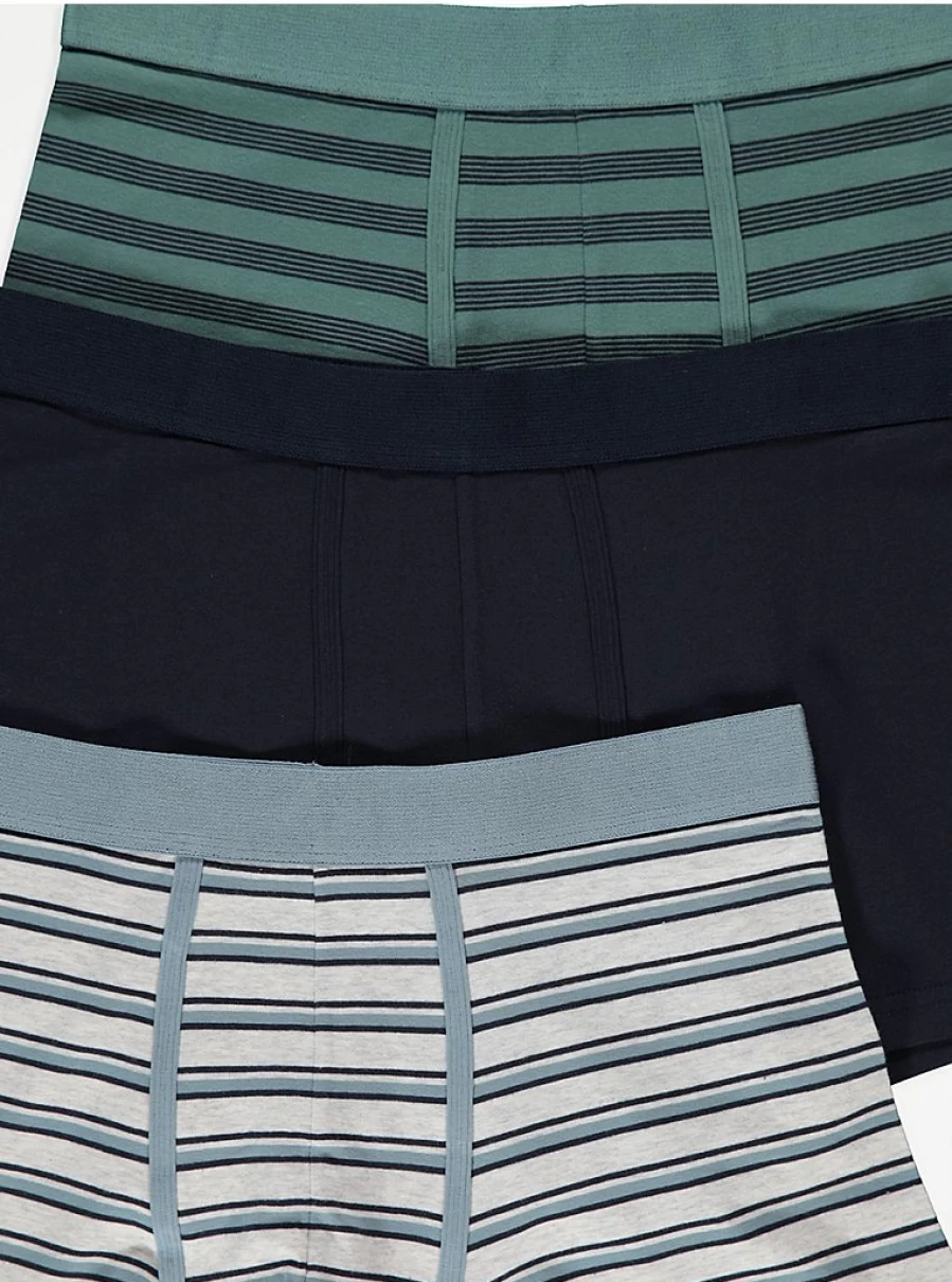 George at Asda Men's Striped Hipster Trunks 3-Pack - Comfort & Style Multipack