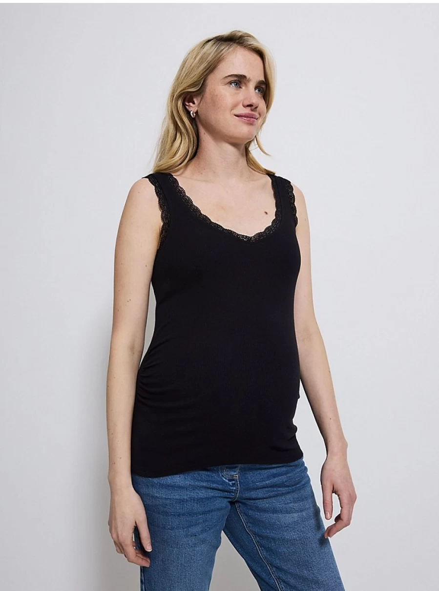 "George at Asda Women's Maternity Black Lace Trim Vest – Comfort & Style"