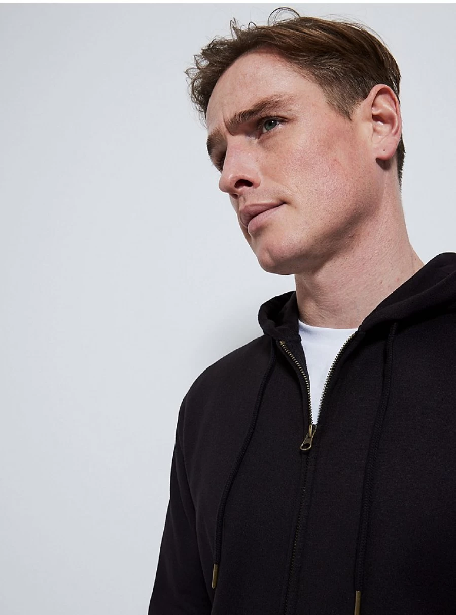 George at Asda Boys' Black Zip Up Hoodie | Lightweight Fleece Pullover with Front Pockets