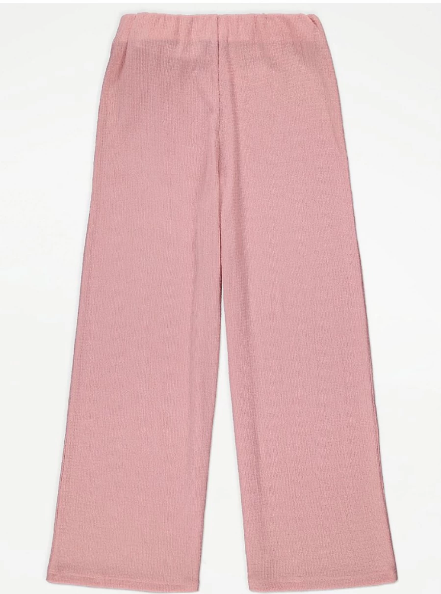 "George at Asda Kids' Pink Wide Leg Trousers with Side Bow Detail | Comfort & Style"