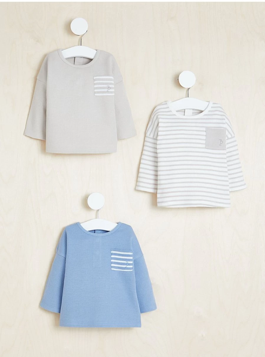 "George at Asda Boys' Textured Long Sleeve Tops 3-Pack | Billie Faiers Collection"