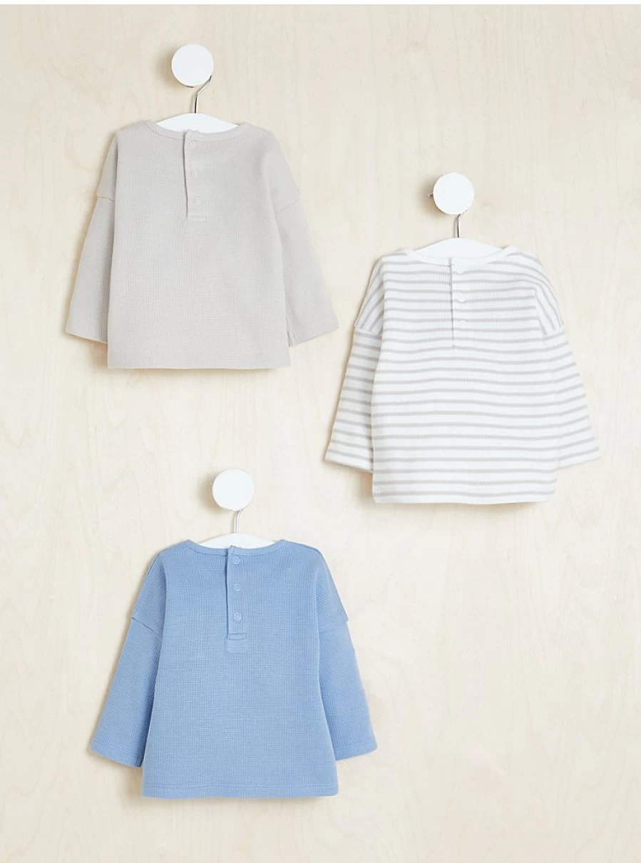 "George at Asda Boys' Textured Long Sleeve Tops 3-Pack | Billie Faiers Collection"