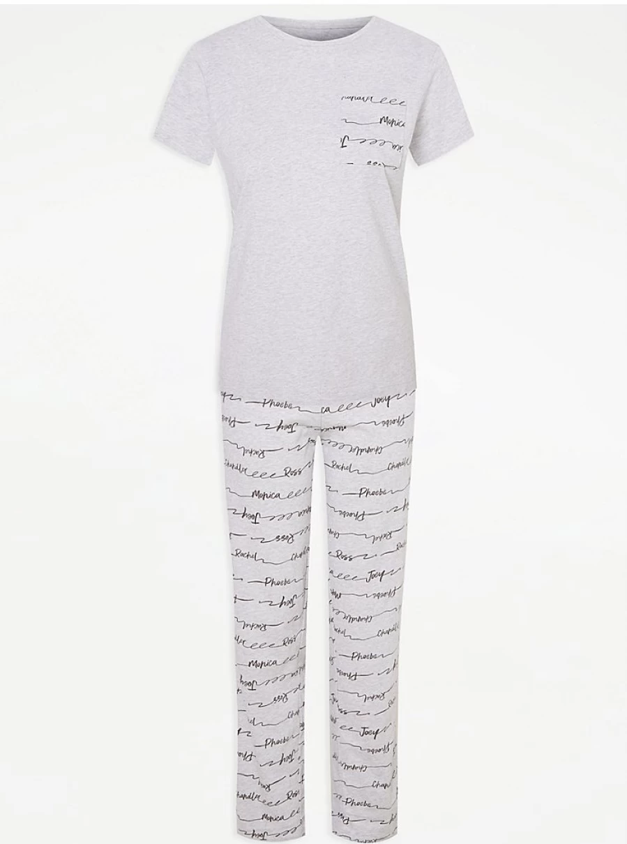 "George at Asda Friends TV Show Grey Short Sleeve Pyjama Set - Comfortable Sleepwear Gift for Fans"