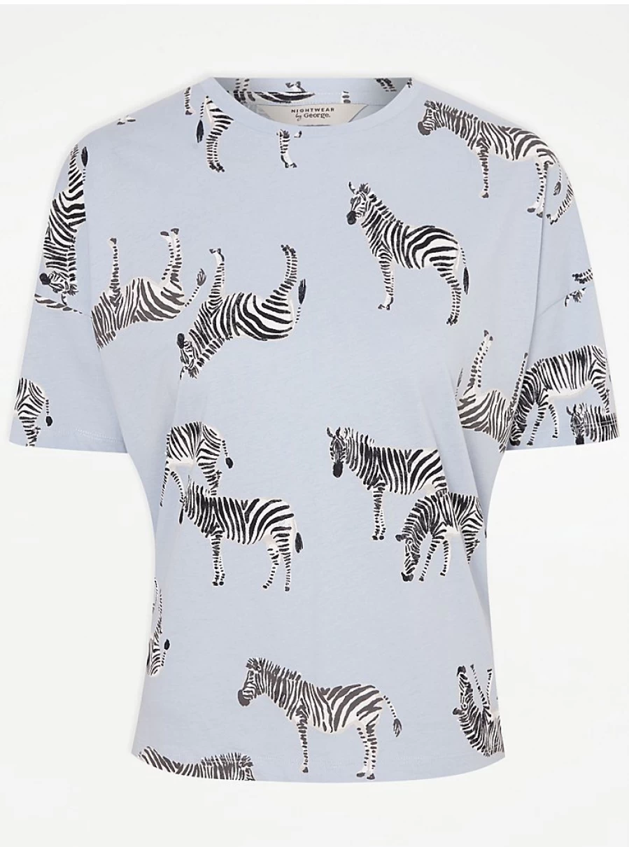"George at Asda Light Blue Zebra Print Pyjamas | Women's Lingerie & Sleepwear"