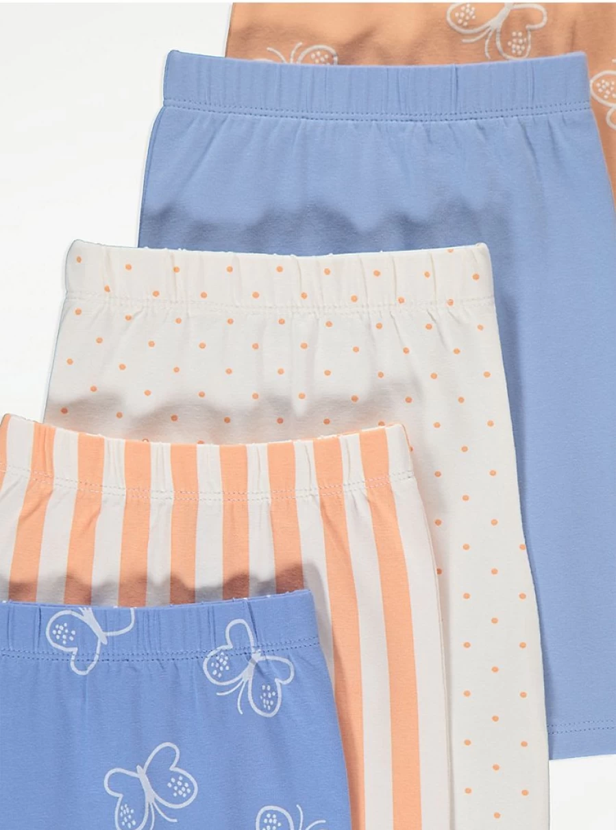 "George at Asda Baby Butterfly Dot Print Leggings 5-Pack | Soft & Comfortable"