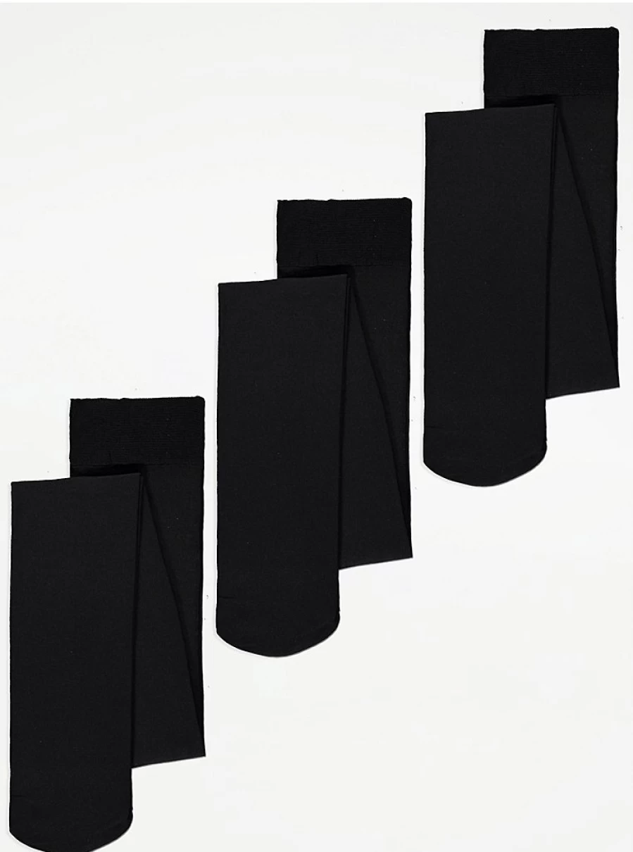 George at Asda Black Opaque Tights 3 Pack - 150 Denier High Comfort Tights for Women & Kids