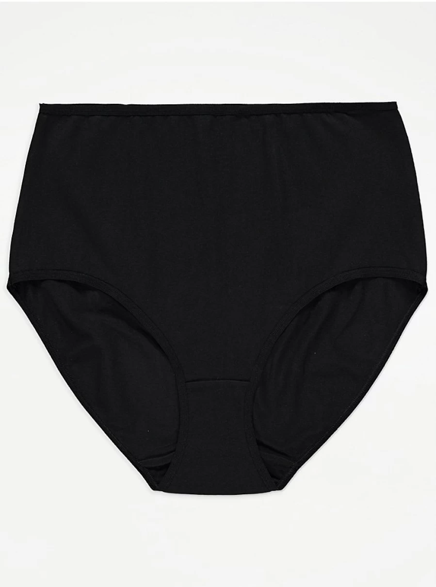 George at Asda Black Cotton Full Briefs 5-Pack - Comfortable Women's Underwear Multipack