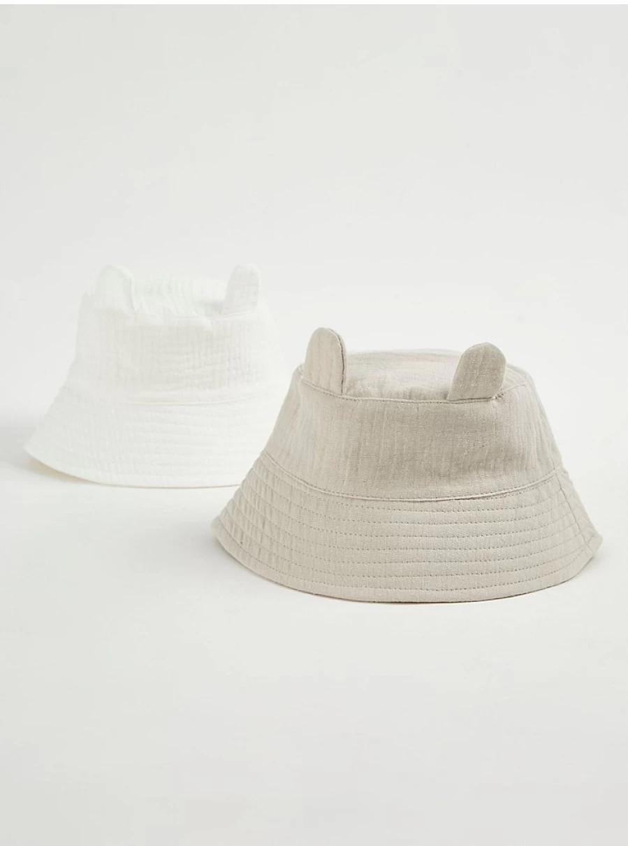 "George at Asda Baby Cheesecloth Bucket Hat 2-Pack – Soft & Breathable Sun Protection"