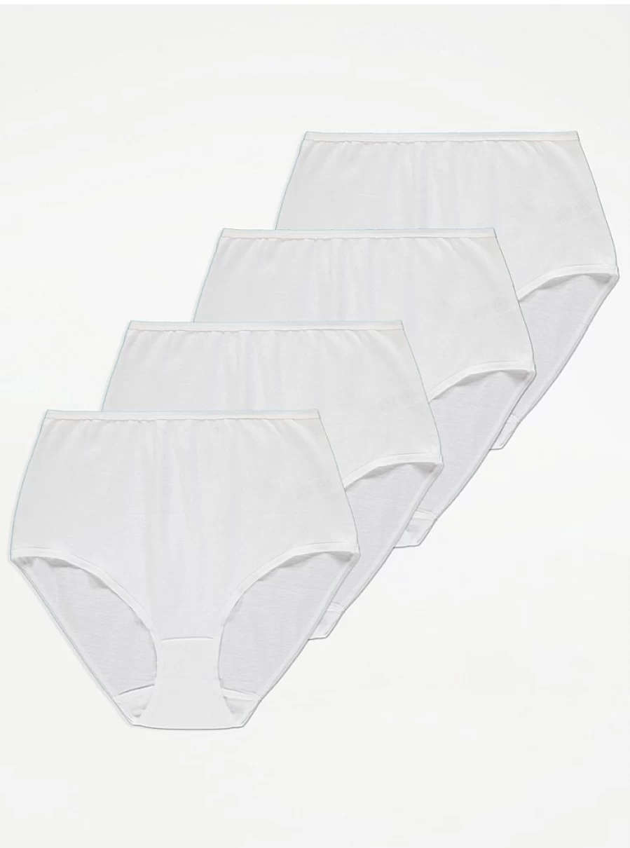 "George at Asda Women's White Cotton Full Brief Knickers 4-Pack | Comfortable Everyday Underwear"