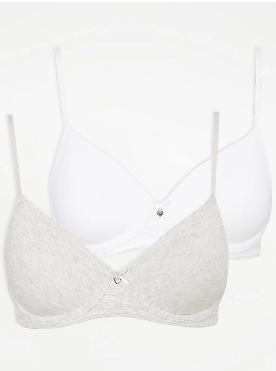 George at Asda Underwired T-Shirt Bras 2 Pack | Comfortable First Bras with Support | Lingerie Essentials