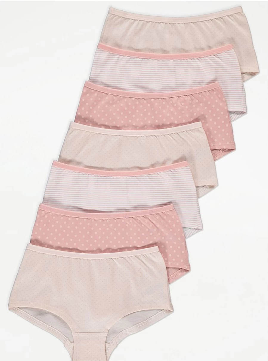 "George at Asda Kids' 7-Pack Pink Patterned Shorts | Comfortable & Stylish"