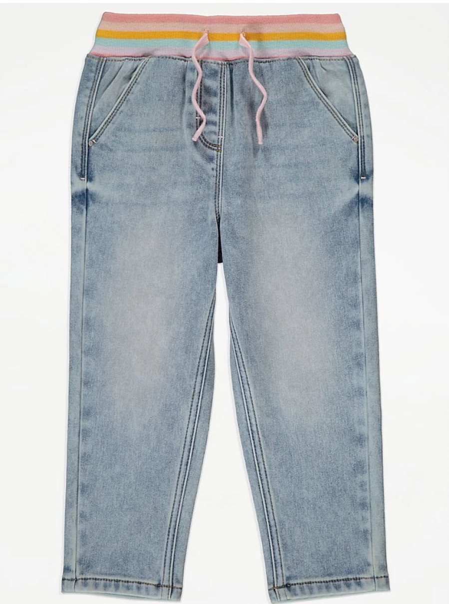 "George at Asda Kids' Blue Light Wash Rainbow Waist Jeans – Comfort & Style Review"