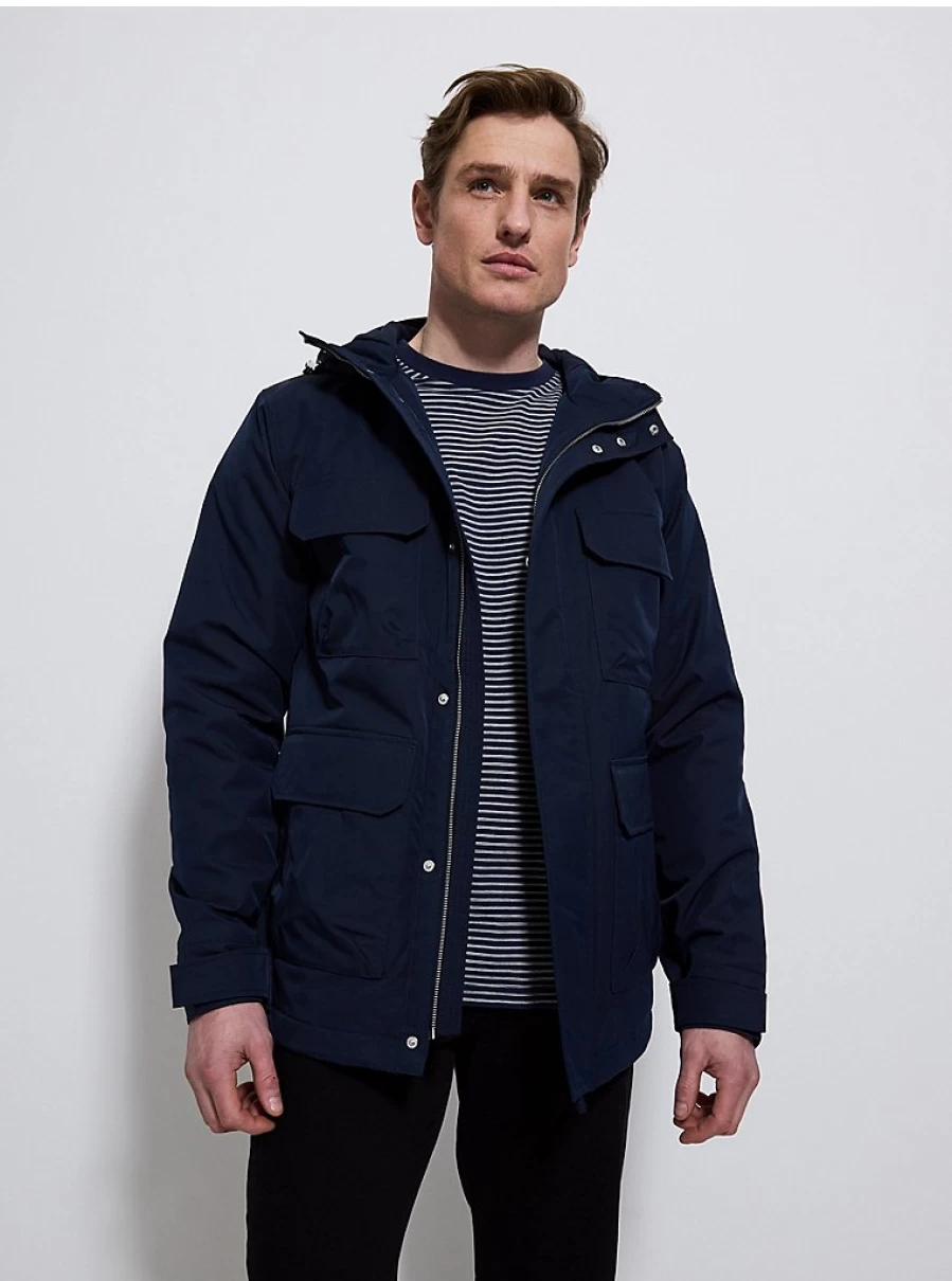 Men's Navy Utility Parka Coat with Hood - George at Asda Waterproof Winter Jacket Review